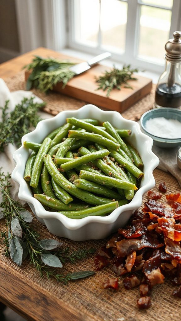 thyme bacon green bean casserole