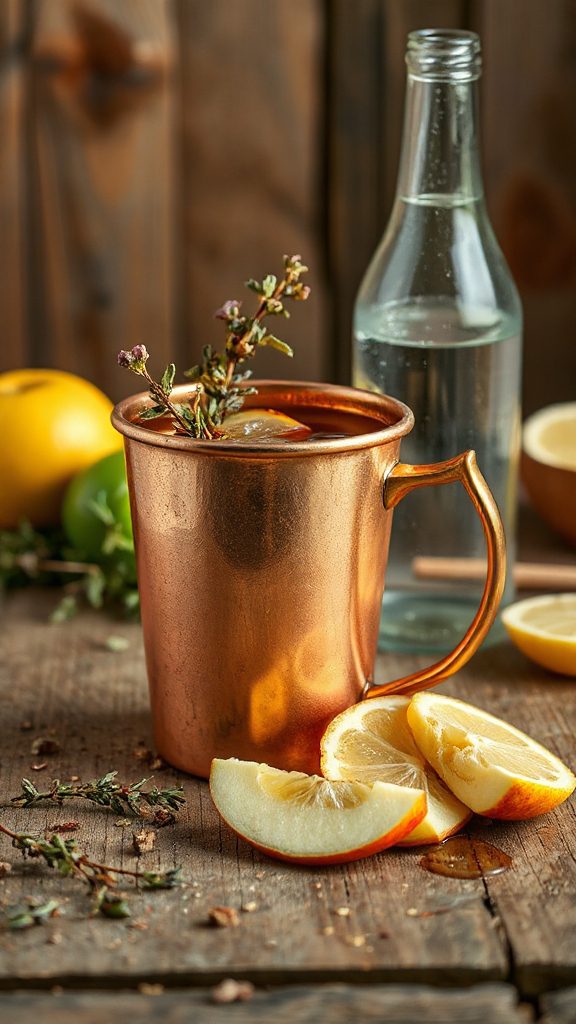 thyme infused apple cider mule
