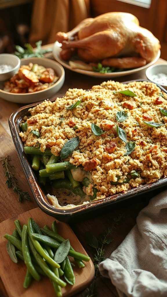 thyme infused green bean casserole