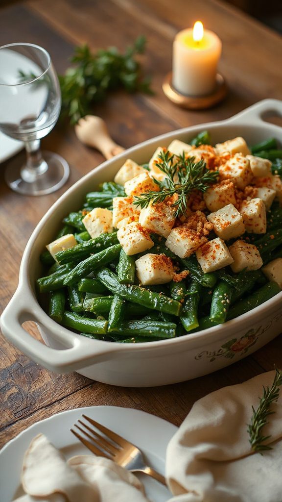 tofu spinach green bean casserole