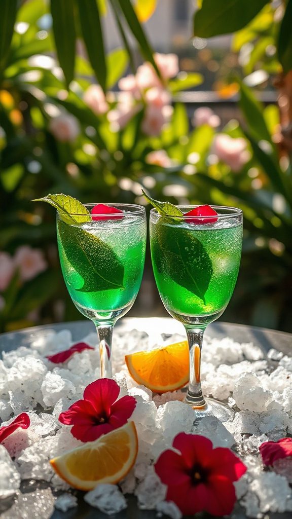 tropical cocktail with bay leaves tropical cocktail with bay leaves