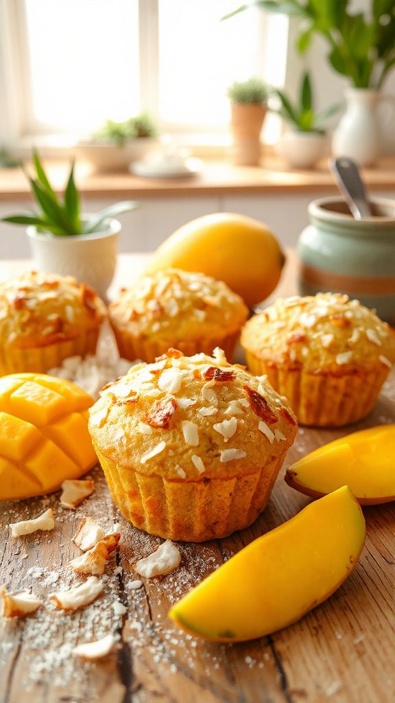 tropical coconut mango muffins