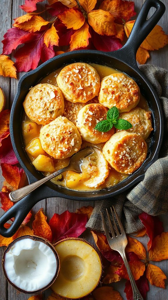 tropical coconut pineapple cobbler