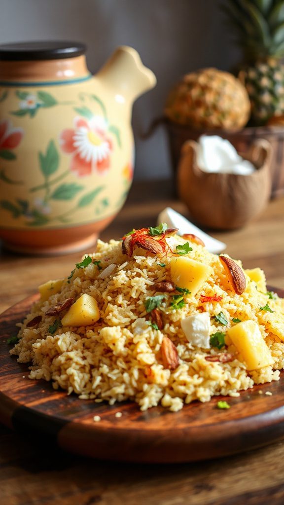 tropical coconut pineapple pilaf