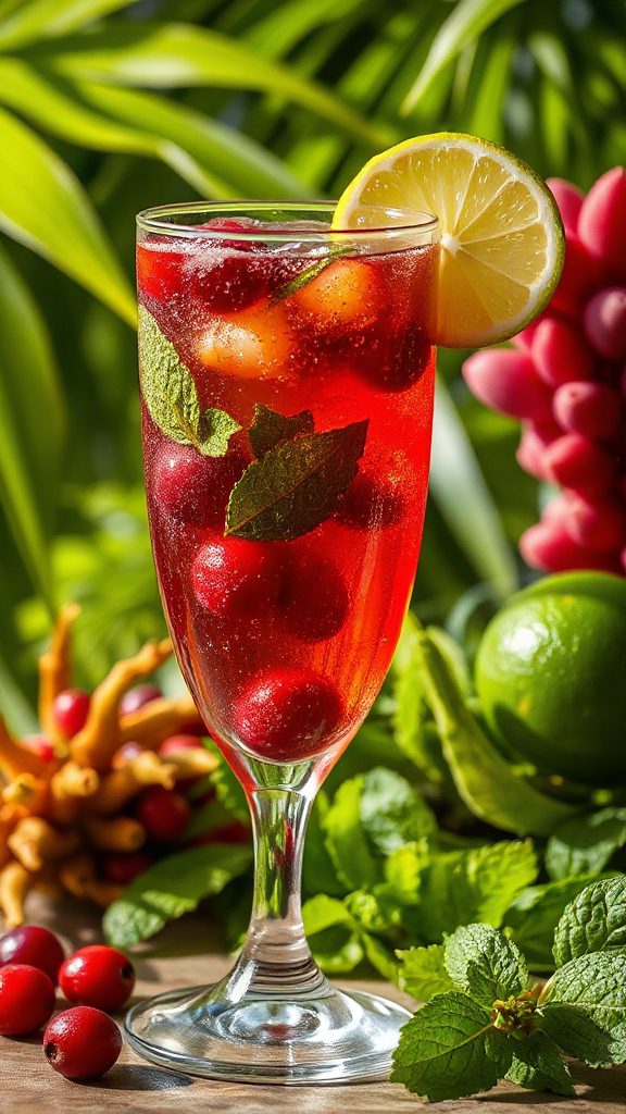 tropical nettle cranberry spritzer