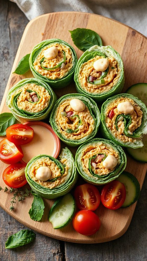 tuna salad wrapped pinwheels