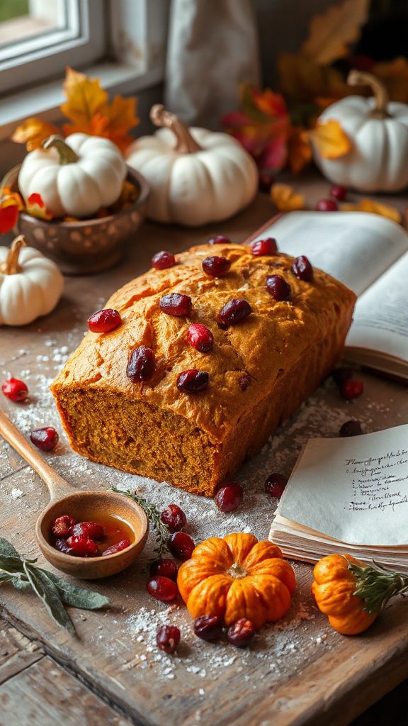 vegan pumpkin cranberry bread