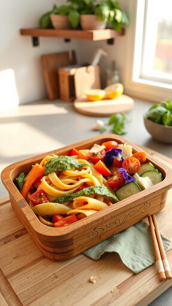 vegetable pasta with pesto