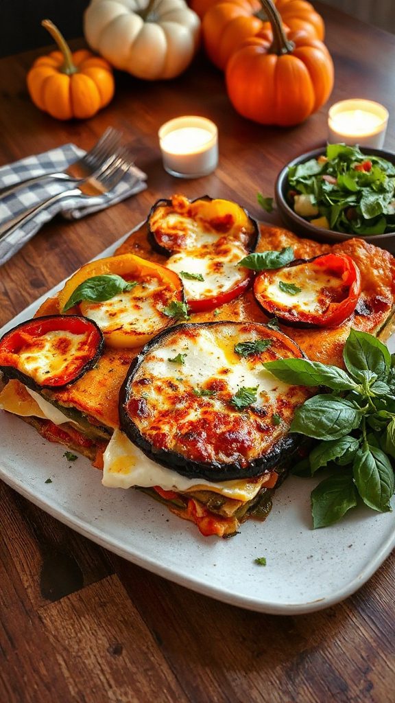 vegetarian eggplant bell pepper lasagna