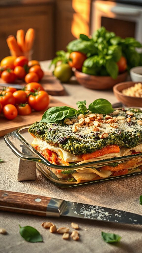 vegetarian lasagna with pesto