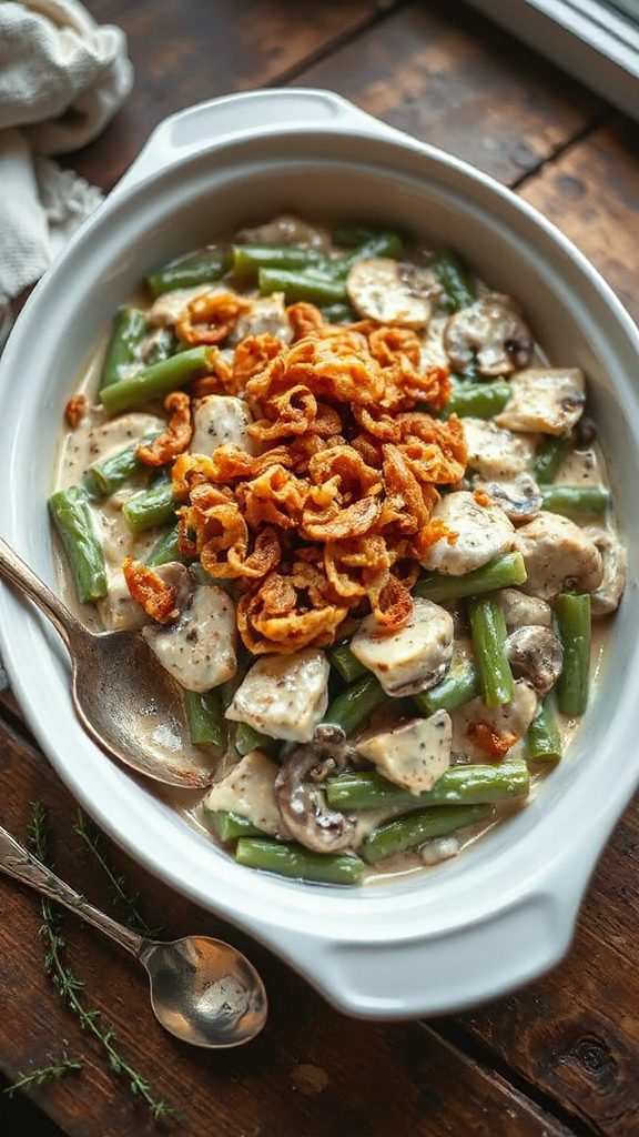 vegetarian mushroom green bean casserole