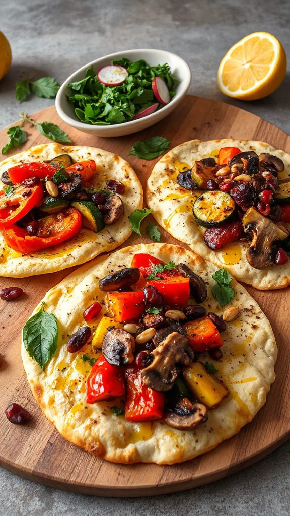 vegetarian roasted vegetable flatbread