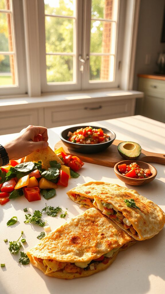 veggie filled cheesy quesadillas