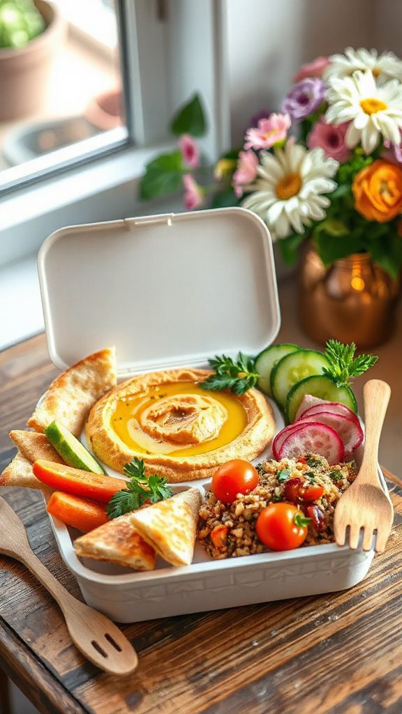 veggie hummus pita lunch