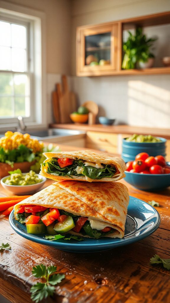veggie packed cheesy quesadillas