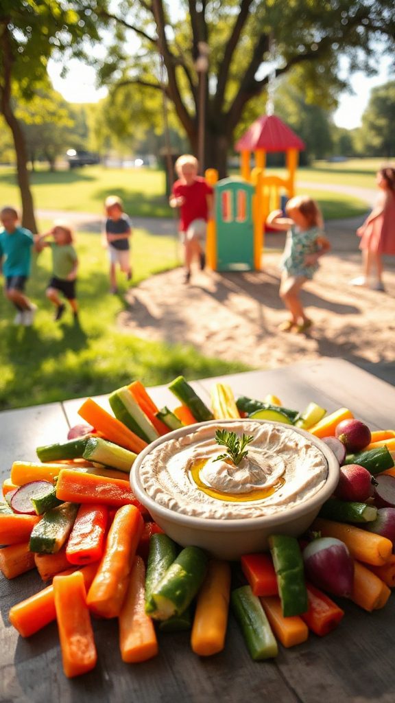 veggie sticks with hummus