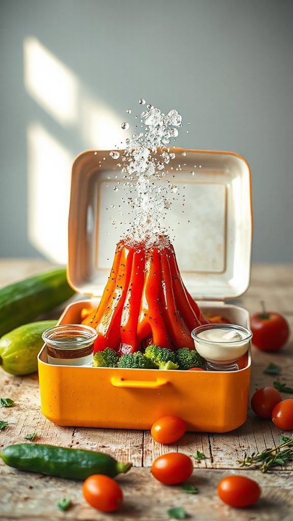 veggie volcano baking soda eruption