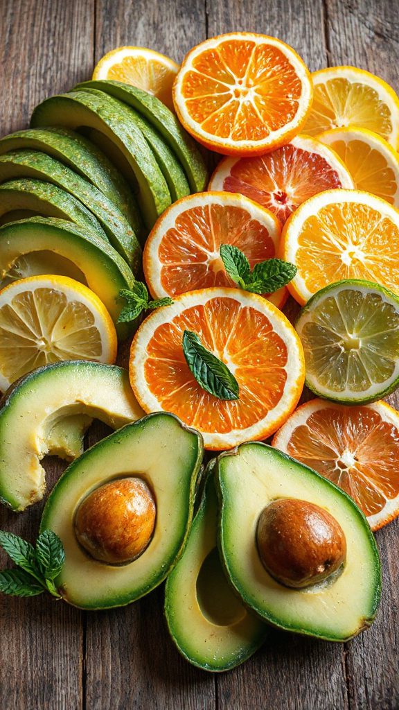 vibrant avocado citrus mosaic