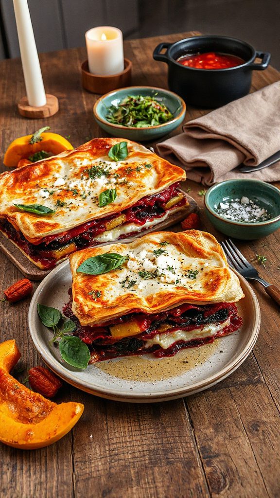vibrant beetroot feta lasagna