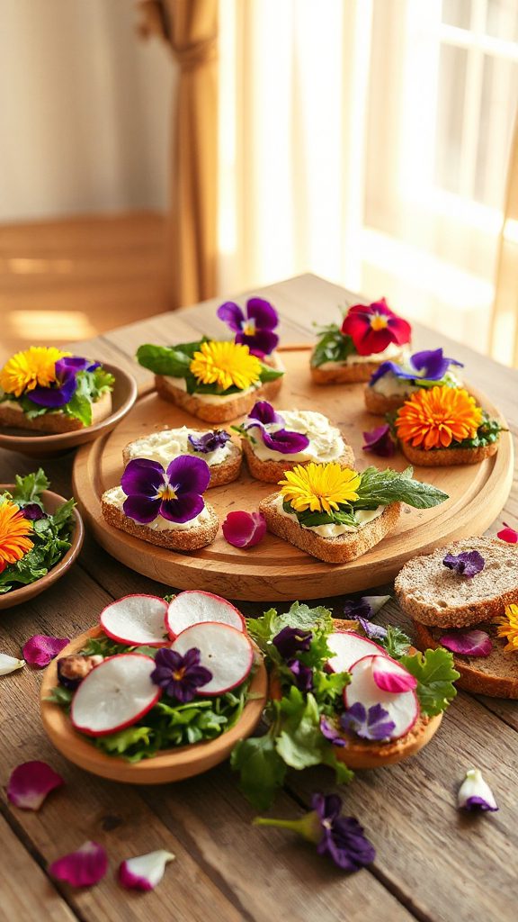 vibrant edible flower salads