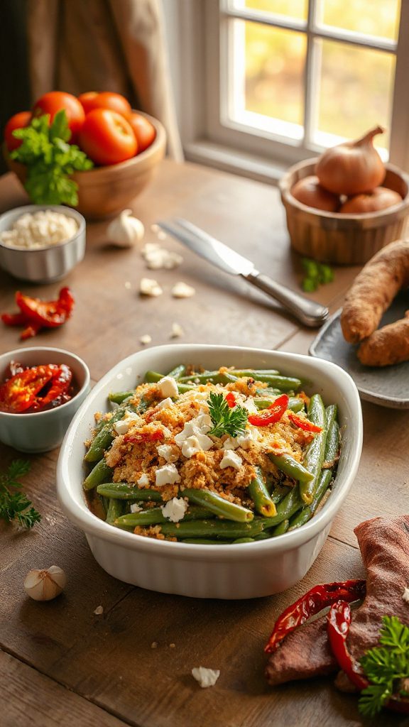 vibrant green bean casserole