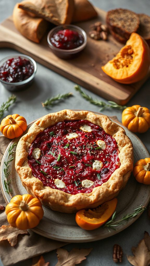 vibrant halloween beet quiche