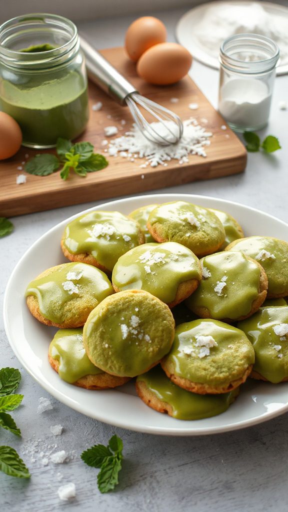 vibrant matcha glazed cookies