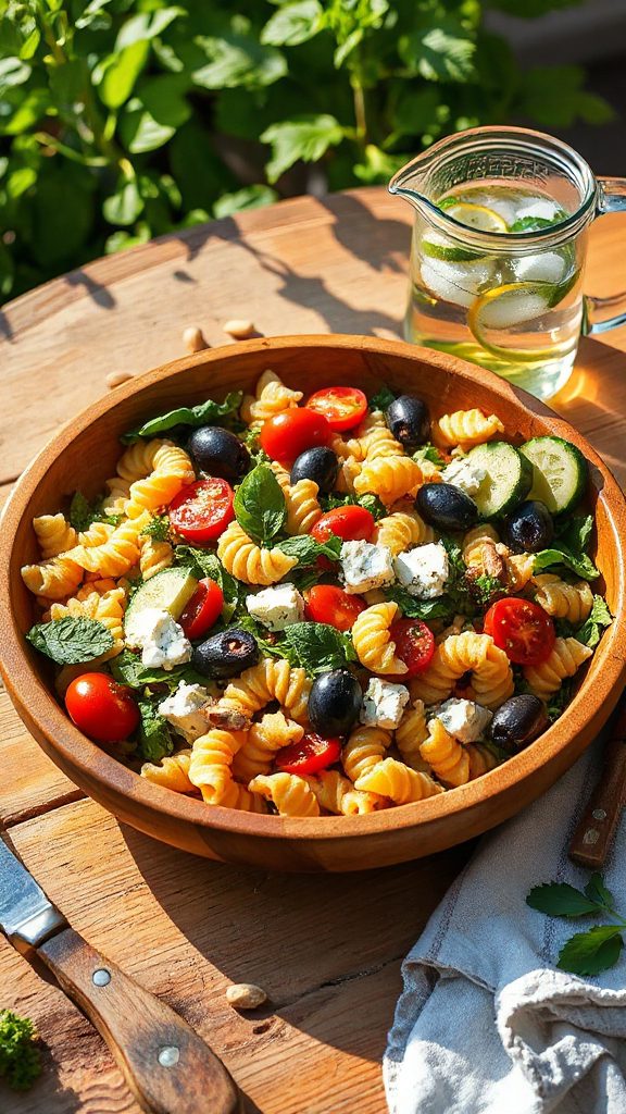 vibrant mediterranean pasta salad