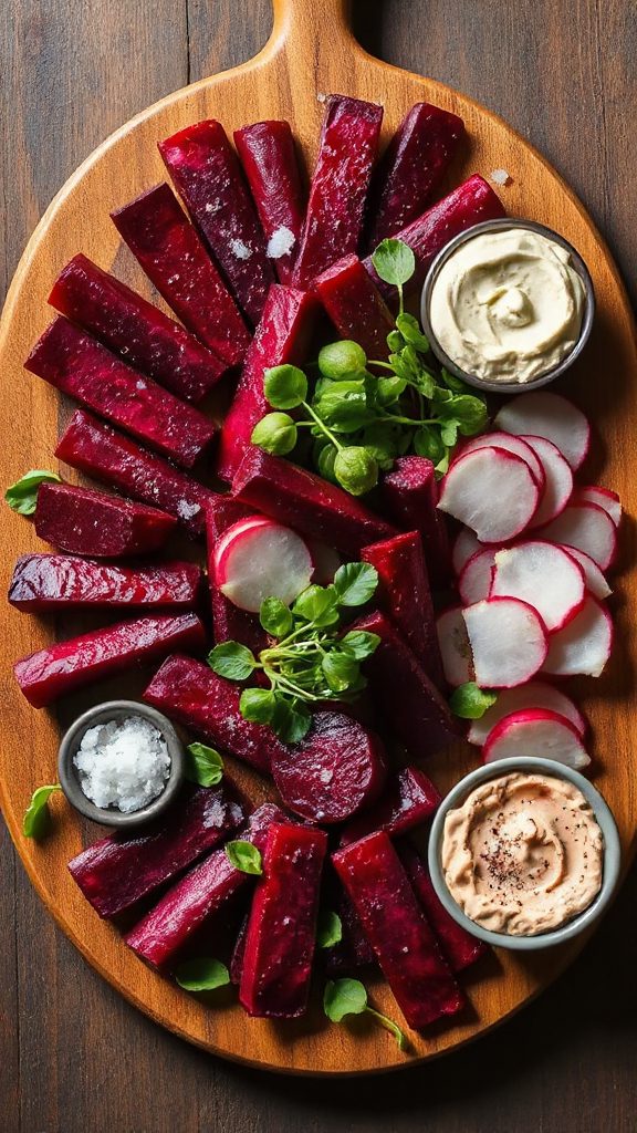 vibrant roasted beet sticks