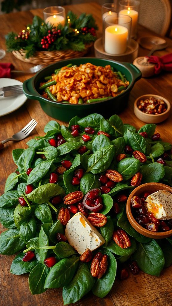 vibrant spinach and pomegranate salad