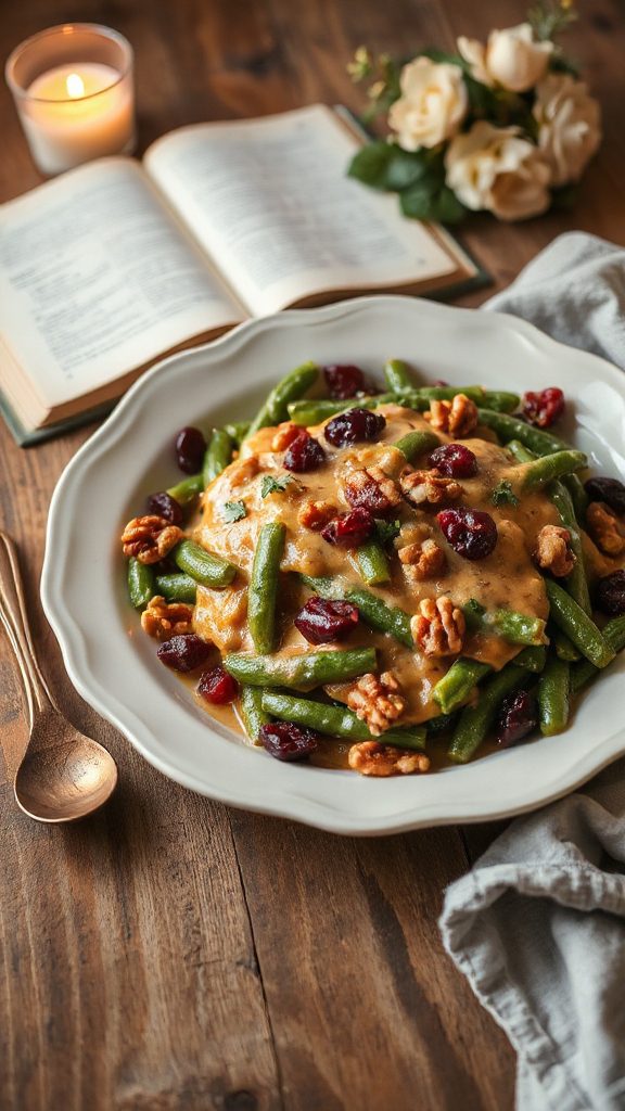 walnut cranberry green bean casserole