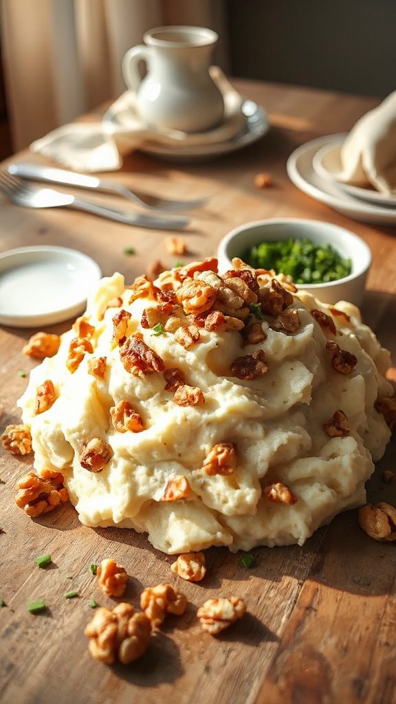 walnut dusted mashed potatoes delight