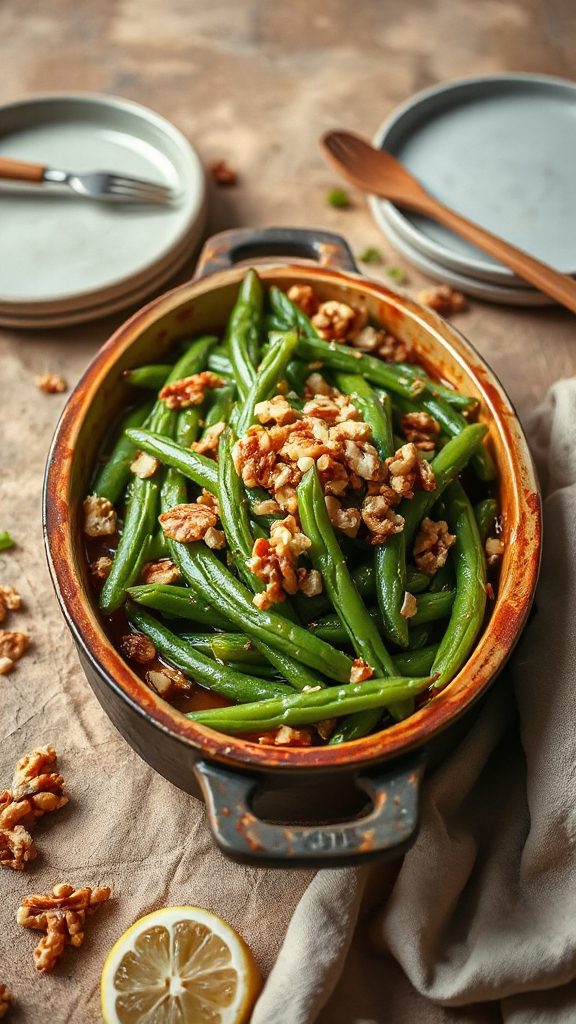 walnut ginger green bean topping