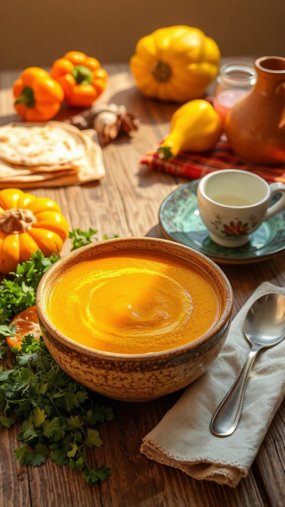 warm annatto pumpkin soup