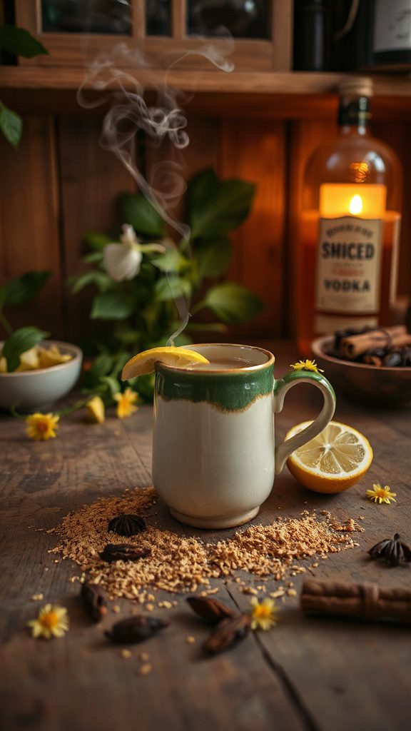 warm dandelion spiced vodka toddy