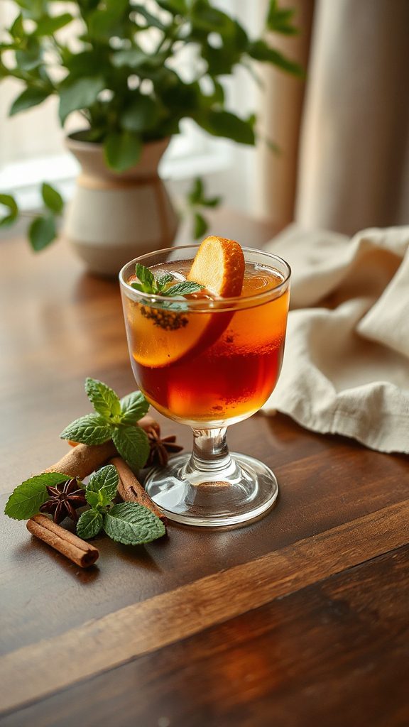warm spiced apple rum garnished warm spiced apple rum garnished