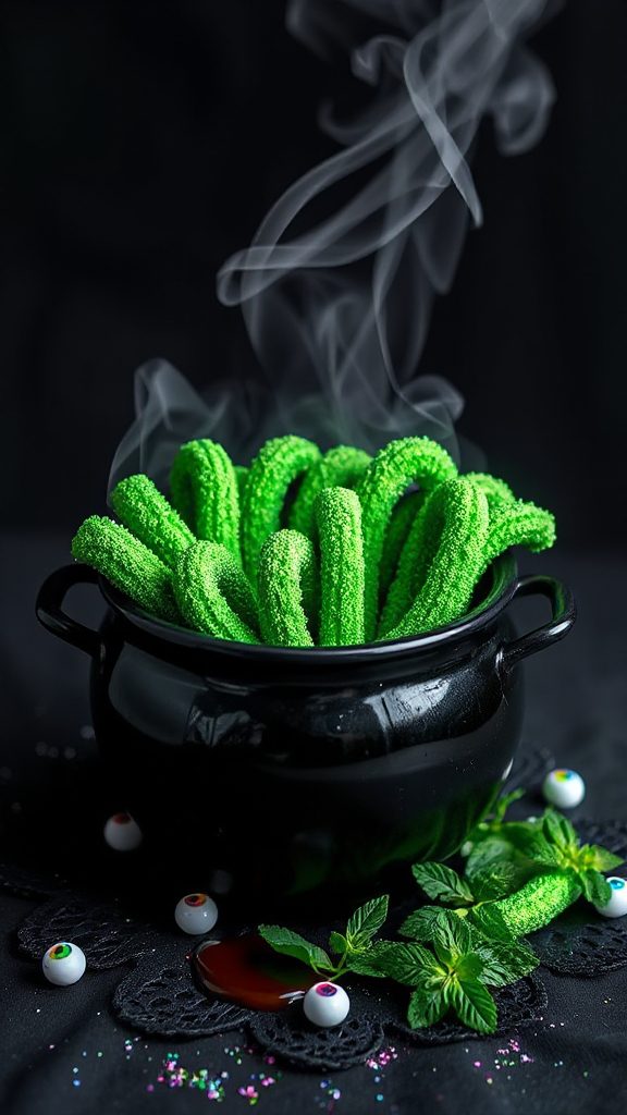 whimsical green churro treat