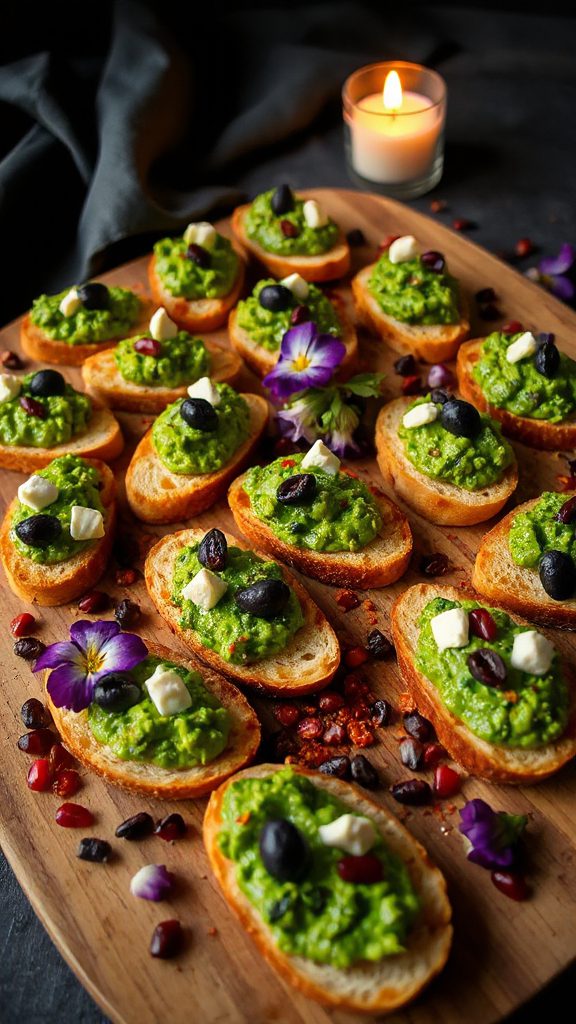 whimsical green pea crostini