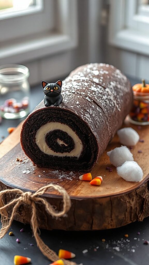 whimsical halloween chocolate roulade