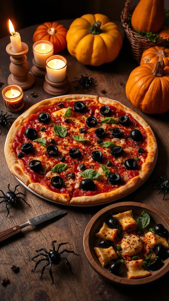 whimsical halloween themed pizza
