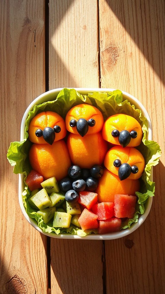 whimsical peach bird treats