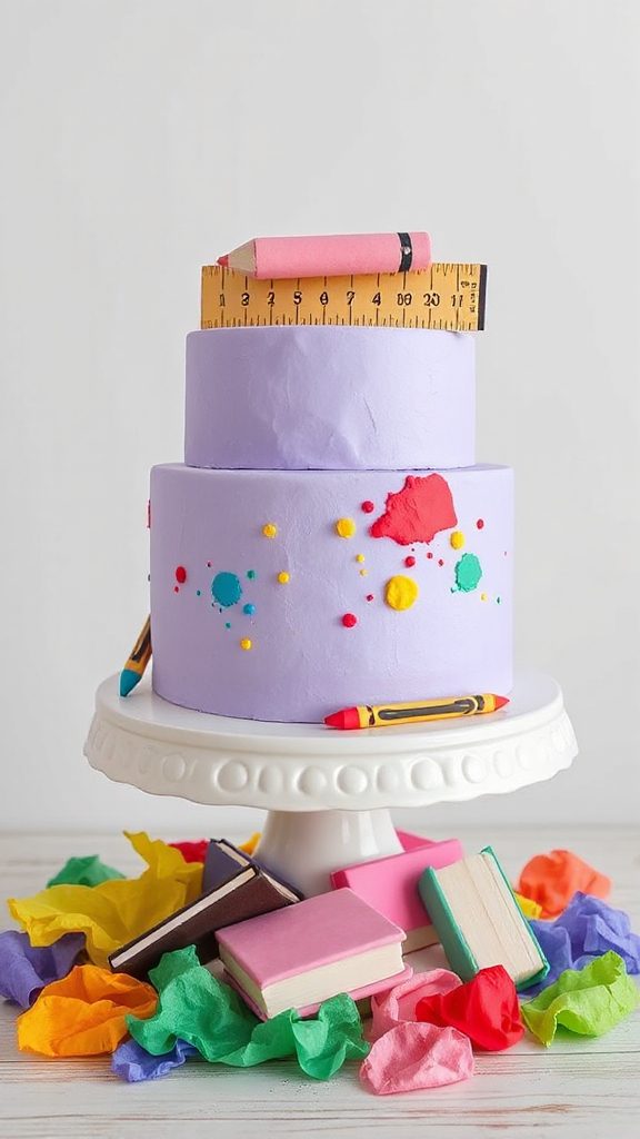 whimsical school themed dessert cake