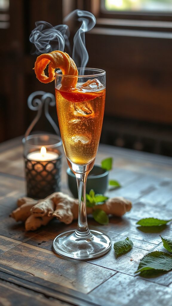 whiskey cocktail with burdock