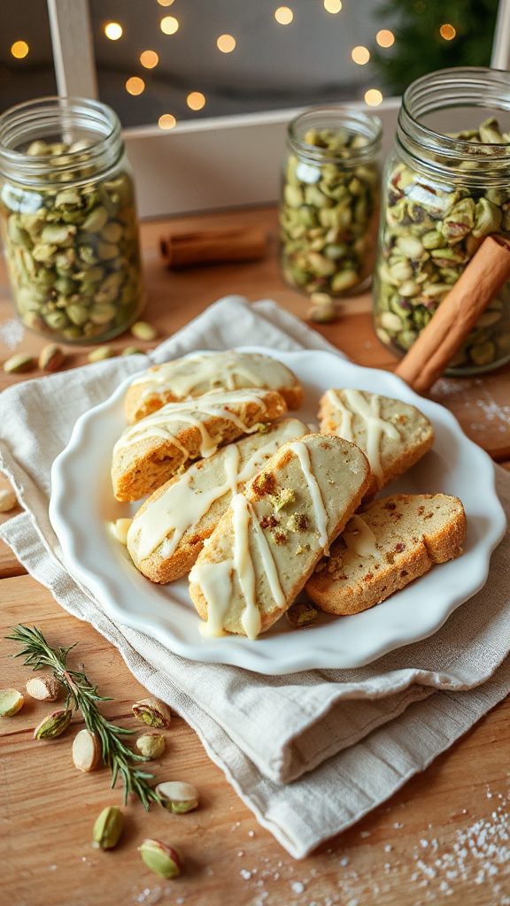 white chocolate pistachio biscotti