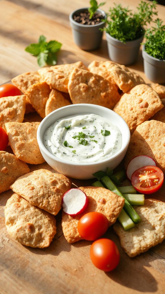 whole wheat pitas tzatziki dip