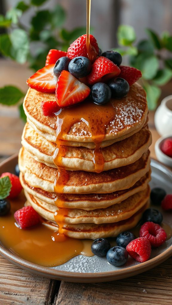 wholesome berry topped pancakes