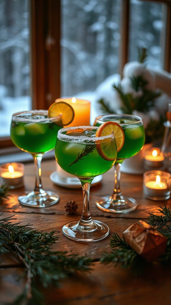 winter cocktails with pine