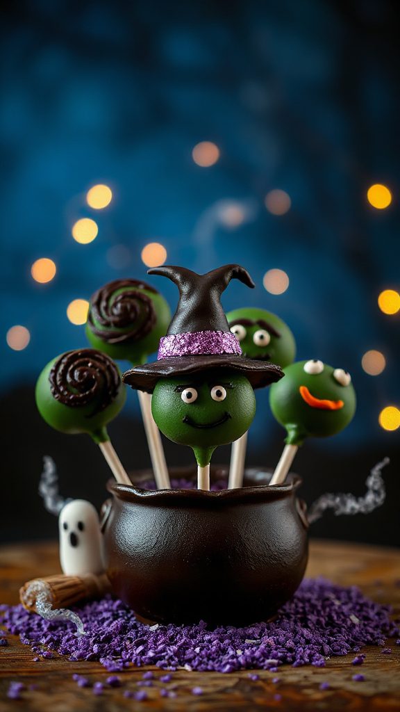witch themed halloween cake pops