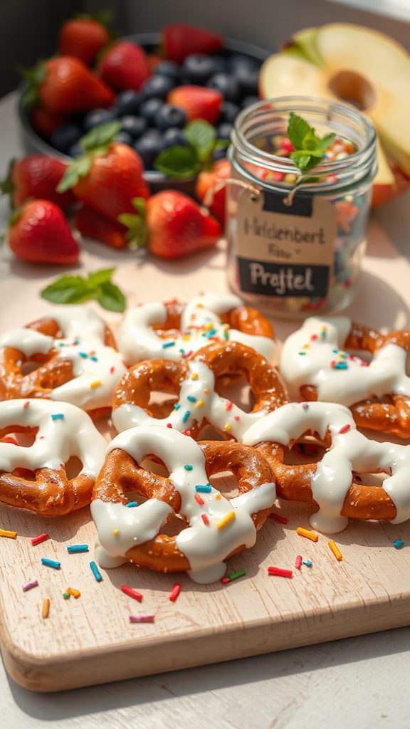 yogurt coated crunchy pretzels