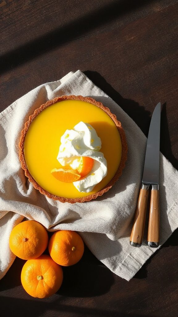 yuzu tart with whipped cream